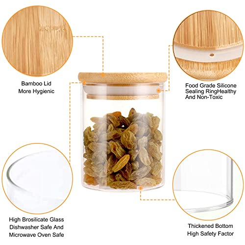 ARVINKEY 6 Set Glass Jars Set 260ml, 9oz Spice Jars Food Cereal Storage Container with Bamboo Airtight Lids and Labels for Flour, Sugar, Coffee, Candy, Snack and More 3 ARVINKEY 6 Set Glass Jars Set 260ml, 9oz Spice Jars Food Cereal Storage Container with Bamboo Airtight Lids and Labels for Flour, Sugar, Coffee, Candy, Snack and More - Image 3
