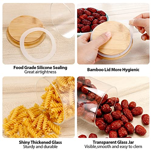 ARVINKEY 6 Set Glass Jars Set 260ml, 9oz Spice Jars Food Cereal Storage Container with Bamboo Airtight Lids and Labels for Flour, Sugar, Coffee, Candy, Snack and More 4 ARVINKEY 6 Set Glass Jars Set 260ml, 9oz Spice Jars Food Cereal Storage Container with Bamboo Airtight Lids and Labels for Flour, Sugar, Coffee, Candy, Snack and More - Image 4