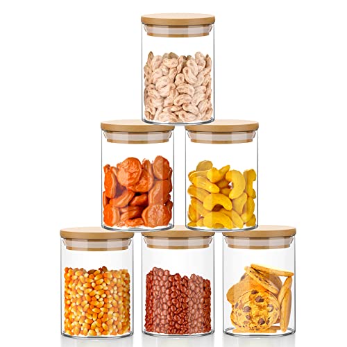 ARVINKEY 6 Set Glass Jars Set 260ml, 9oz Spice Jars Food Cereal Storage Container with Bamboo Airtight Lids and Labels for Flour, Sugar, Coffee, Candy, Snack and More 1 ARVINKEY 6 Set Glass Jars Set 260ml, 9oz Spice Jars Food Cereal Storage Container with Bamboo Airtight Lids and Labels for Flour, Sugar, Coffee, Candy, Snack and More