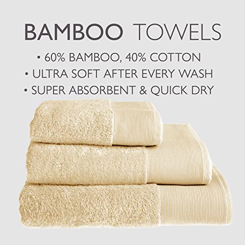 Allure Pack of 2 Bamboo Hand Towels 50 x 90cm – Luxury Super Soft Hypo-Allergenic Plush 550GSM Pair of Hand Towels (Sand) 2 Allure Pack of 2 Bamboo Hand Towels 50 x 90cm – Luxury Super Soft Hypo-Allergenic Plush 550GSM Pair of Hand Towels (Sand) - Image 2