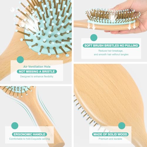 BELICOO Detangler Bamboo Hair Brush - Wet & Dry for Women, Men & Kids - Green 2 BELICOO Detangler Bamboo Hair Brush - Wet & Dry for Women, Men & Kids - Green - Image 2