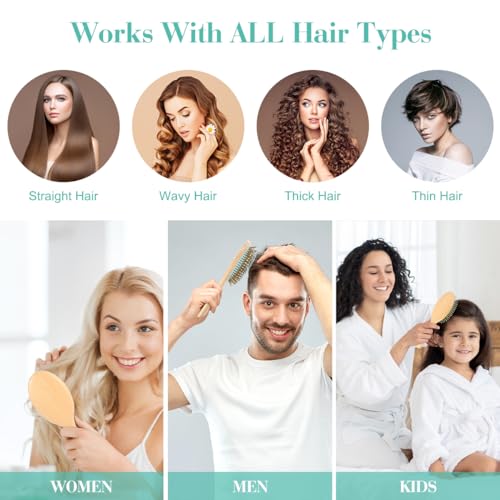BELICOO Detangler Bamboo Hair Brush - Wet & Dry for Women, Men & Kids - Green 5 BELICOO Detangler Bamboo Hair Brush - Wet & Dry for Women, Men & Kids - Green - Image 5
