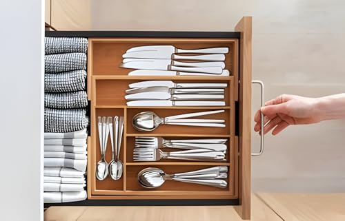Bamboo Cutlery Tray Silverware, Drawer Dividers for Kitchen Utensils, Flatware Tray Drawer Insert, Office Supplies 2 Bamboo Cutlery Tray Silverware, Drawer Dividers for Kitchen Utensils, Flatware Tray Drawer Insert, Office Supplies - Image 2