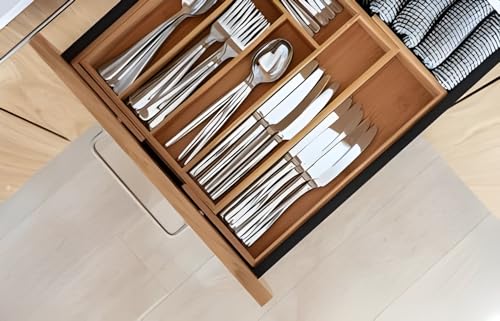 Bamboo Cutlery Tray Silverware, Drawer Dividers for Kitchen Utensils, Flatware Tray Drawer Insert, Office Supplies 3 Bamboo Cutlery Tray Silverware, Drawer Dividers for Kitchen Utensils, Flatware Tray Drawer Insert, Office Supplies - Image 3