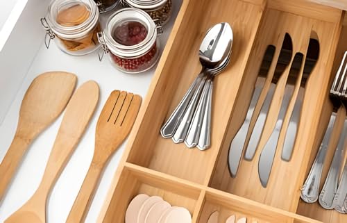 Bamboo Cutlery Tray Silverware, Drawer Dividers for Kitchen Utensils, Flatware Tray Drawer Insert, Office Supplies 5 Bamboo Cutlery Tray Silverware, Drawer Dividers for Kitchen Utensils, Flatware Tray Drawer Insert, Office Supplies - Image 5