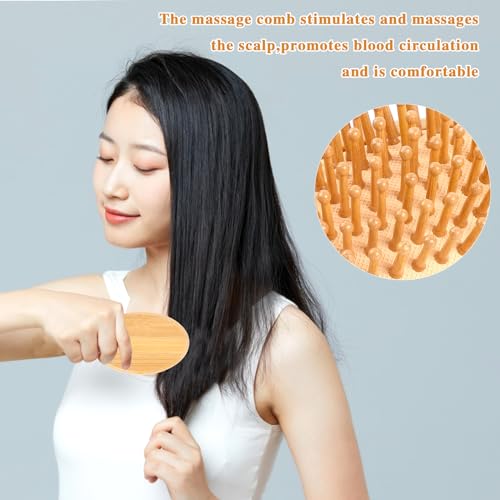 Bamboo Massage Comb,Wooden Scalp Massager Wooden Hair Brush Round Portable Bamboo Comb Anti-Static Air Cushion Hairbrush Mini Hairbrush without Handle 3 Bamboo Massage Comb,Wooden Scalp Massager Wooden Hair Brush Round Portable Bamboo Comb Anti-Static Air Cushion Hairbrush Mini Hairbrush without Handle - Image 3