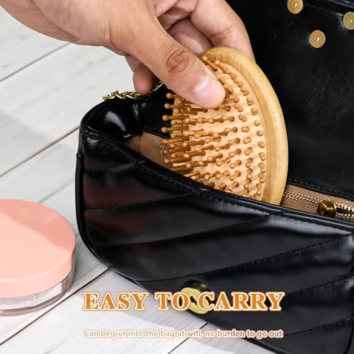 Bamboo Massage Comb,Wooden Scalp Massager Wooden Hair Brush Round Portable Bamboo Comb Anti-Static Air Cushion Hairbrush Mini Hairbrush without Handle 5 Bamboo Massage Comb,Wooden Scalp Massager Wooden Hair Brush Round Portable Bamboo Comb Anti-Static Air Cushion Hairbrush Mini Hairbrush without Handle - Image 5