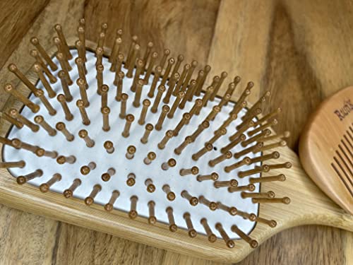 Bamboo Paddle Hair Brush Set By RustiK, Eco Friendly, Handmade, Anti Static, Gift set, Travel Bag, Pear Wood Comb, Woodcrafted For Men and Women. 2 Bamboo Paddle Hair Brush Set By RustiK, Eco Friendly, Handmade, Anti Static, Gift set, Travel Bag, Pear Wood Comb, Woodcrafted For Men and Women. - Image 2