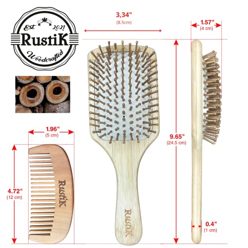 Bamboo Paddle Hair Brush Set By RustiK, Eco Friendly, Handmade, Anti Static, Gift set, Travel Bag, Pear Wood Comb, Woodcrafted For Men and Women. 3 Bamboo Paddle Hair Brush Set By RustiK, Eco Friendly, Handmade, Anti Static, Gift set, Travel Bag, Pear Wood Comb, Woodcrafted For Men and Women. - Image 3