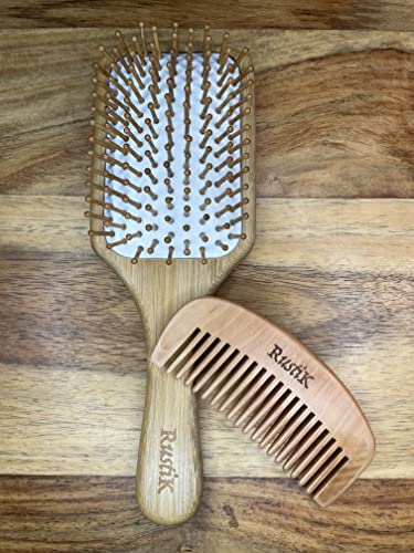 Bamboo Paddle Hair Brush Set By RustiK, Eco Friendly, Handmade, Anti Static, Gift set, Travel Bag, Pear Wood Comb, Woodcrafted For Men and Women. 4 Bamboo Paddle Hair Brush Set By RustiK, Eco Friendly, Handmade, Anti Static, Gift set, Travel Bag, Pear Wood Comb, Woodcrafted For Men and Women. - Image 4