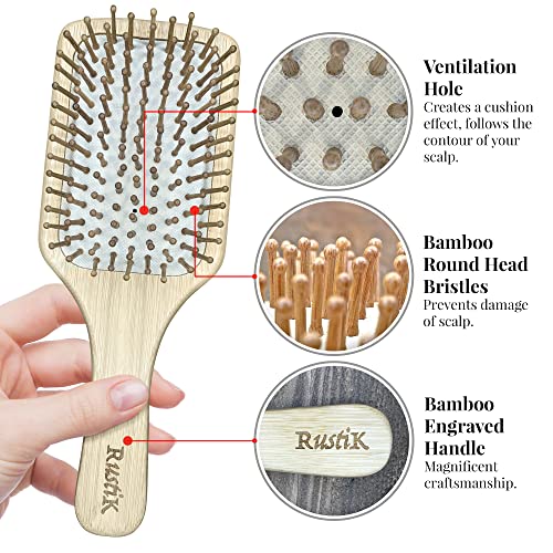 Bamboo Paddle Hair Brush Set By RustiK, Eco Friendly, Handmade, Anti Static, Gift set, Travel Bag, Pear Wood Comb, Woodcrafted For Men and Women. 5 Bamboo Paddle Hair Brush Set By RustiK, Eco Friendly, Handmade, Anti Static, Gift set, Travel Bag, Pear Wood Comb, Woodcrafted For Men and Women. - Image 5