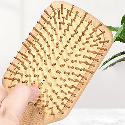 Bamboo Paddle Hairbrush Hair Massage Brush Wooden Anti Static Hair Brush Detangling Hair Brush Eco-Friendly Natural Wooden Bamboo Air Paddle Detangle Hairbrush for Women Kids Men (Rectangle) 3 Bamboo Paddle Hairbrush Hair Massage Brush Wooden Anti Static Hair Brush Detangling Hair Brush Eco-Friendly Natural Wooden Bamboo Air Paddle Detangle Hairbrush for Women Kids Men (Rectangle) - Image 3