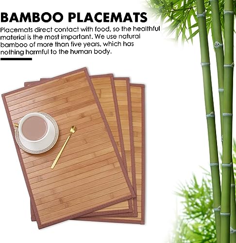 Bamboo Placemats for Dining Table, Placemats Set of 4,Stain-Resistant,Heat-Resistant Place Mats,Durable and Sturdy Dining Place Mats for Kitchen Table 3 Bamboo Placemats for Dining Table, Placemats Set of 4,Stain-Resistant,Heat-Resistant Place Mats,Durable and Sturdy Dining Place Mats for Kitchen Table - Image 3
