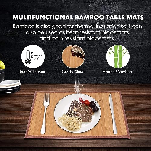 Bamboo Placemats for Dining Table, Placemats Set of 4,Stain-Resistant,Heat-Resistant Place Mats,Durable and Sturdy Dining Place Mats for Kitchen Table 4 Bamboo Placemats for Dining Table, Placemats Set of 4,Stain-Resistant,Heat-Resistant Place Mats,Durable and Sturdy Dining Place Mats for Kitchen Table - Image 4