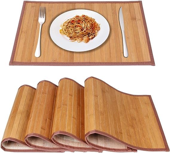 Bamboo Placemats for Dining Table, Placemats Set of 4,Stain-Resistant,Heat-Resistant Place Mats,Durable and Sturdy Dining Place Mats for Kitchen Table 1 Bamboo Placemats for Dining Table, Placemats Set of 4,Stain-Resistant,Heat-Resistant Place Mats,Durable and Sturdy Dining Place Mats for Kitchen Table
