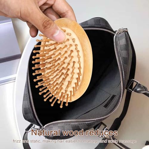 Bamboo Scalp Massage Comb, Wooden Scalp Massager, Round Portable Bamboo Comb Without Handle, For Scalp to Promote Hair Growth, Mini Hair Brush,anti-Static Air Cushion Hairbrush 3 Bamboo Scalp Massage Comb, Wooden Scalp Massager, Round Portable Bamboo Comb Without Handle, For Scalp to Promote Hair Growth, Mini Hair Brush,anti-Static Air Cushion Hairbrush - Image 3