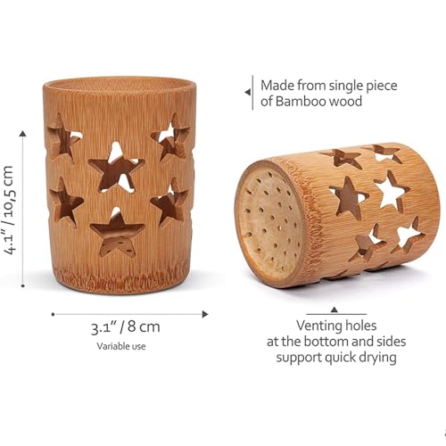 Bamboo Toothbrush Holder For Bathroom Toothbrush Cup With Drainage Quick Drying Bathroom Cup Toothpaste Holder Degradable Cup 2 Bamboo Toothbrush Holder For Bathroom Toothbrush Cup With Drainage Quick Drying Bathroom Cup Toothpaste Holder Degradable Cup - Image 2