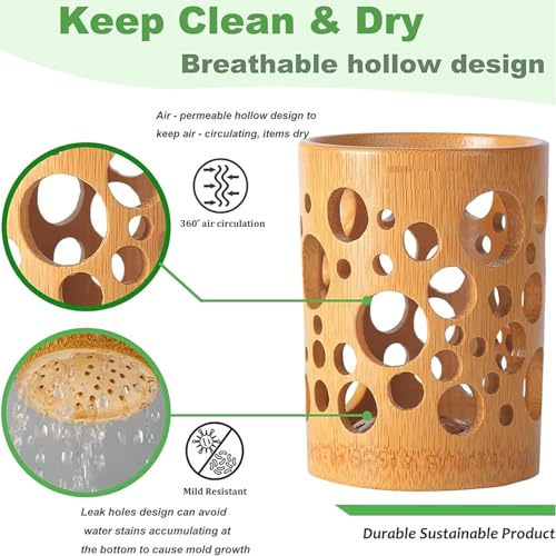 Bamboo Toothbrush Holder For Bathroom Toothbrush Cup With Drainage Quick Drying Bathroom Cup Toothpaste Holder Degradable Cup 3 Bamboo Toothbrush Holder For Bathroom Toothbrush Cup With Drainage Quick Drying Bathroom Cup Toothpaste Holder Degradable Cup - Image 3