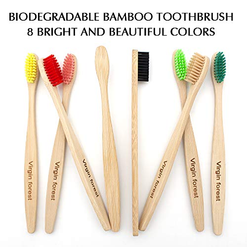 Bamboo Toothbrush, Wooden Toothbrushes, Biodegradable Eco Friendly Vegan Natural Organic Bamboo Charcoal Tooth Brush, Set of 8 Color of Medium Firm Bristles 2 Bamboo Toothbrush, Wooden Toothbrushes, Biodegradable Eco Friendly Vegan Natural Organic Bamboo Charcoal Tooth Brush, Set of 8 Color of Medium Firm Bristles - Image 2