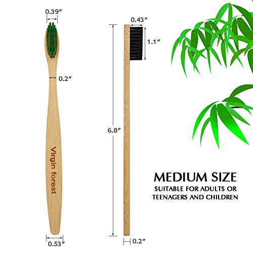 Bamboo Toothbrush, Wooden Toothbrushes, Biodegradable Eco Friendly Vegan Natural Organic Bamboo Charcoal Tooth Brush, Set of 8 Color of Medium Firm Bristles 5 Bamboo Toothbrush, Wooden Toothbrushes, Biodegradable Eco Friendly Vegan Natural Organic Bamboo Charcoal Tooth Brush, Set of 8 Color of Medium Firm Bristles - Image 5