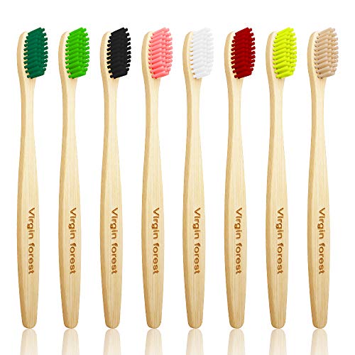 Bamboo Toothbrush, Wooden Toothbrushes, Biodegradable Eco Friendly Vegan Natural Organic Bamboo Charcoal Tooth Brush, Set of 8 Color of Medium Firm Bristles 1 Bamboo Toothbrush, Wooden Toothbrushes, Biodegradable Eco Friendly Vegan Natural Organic Bamboo Charcoal Tooth Brush, Set of 8 Color of Medium Firm Bristles