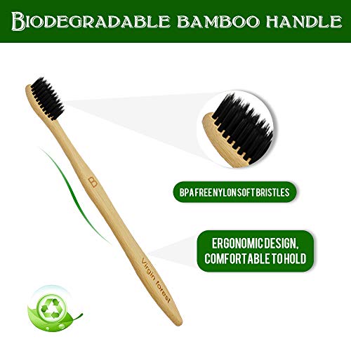 Bamboo Toothbrushes, 10 Pcs Eco Friendly Biodegradable Toothbrush with Soft Bristles 5 Black & 5 White 4 Bamboo Toothbrushes, 10 Pcs Eco Friendly Biodegradable Toothbrush with Soft Bristles 5 Black & 5 White - Image 4