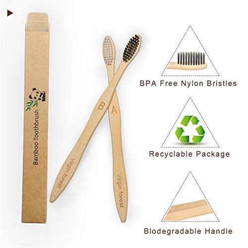 Bamboo Toothbrushes, 10 Pcs Eco Friendly Biodegradable Toothbrush with Soft Bristles 5 Black & 5 White 5 Bamboo Toothbrushes, 10 Pcs Eco Friendly Biodegradable Toothbrush with Soft Bristles 5 Black & 5 White - Image 5