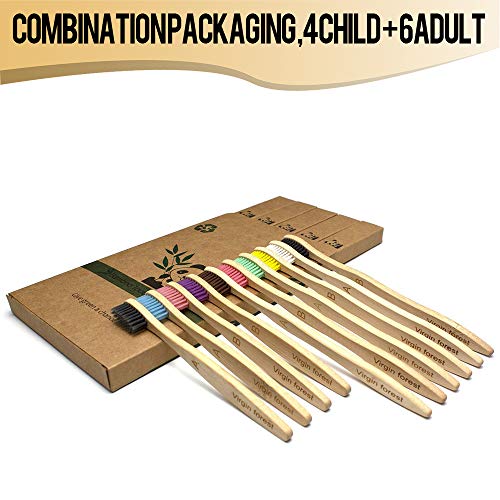 Bamboo Toothbrushes, ECO Friendly Biodegradable Natural Toothbrush with Soft Bristles, Family Pcs of 6 Adult and 4 Kids Toothbrushes 6 Bamboo Toothbrushes, ECO Friendly Biodegradable Natural Toothbrush with Soft Bristles, Family Pcs of 6 Adult and 4 Kids Toothbrushes - Image 6