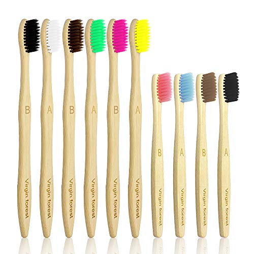 Bamboo Toothbrushes, ECO Friendly Biodegradable Natural Toothbrush with Soft Bristles, Family Pcs of 6 Adult and 4 Kids Toothbrushes 1 Bamboo Toothbrushes, ECO Friendly Biodegradable Natural Toothbrush with Soft Bristles, Family Pcs of 6 Adult and 4 Kids Toothbrushes