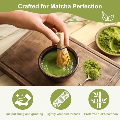 Bamboo Whisk Matcha, Japanese Matcha Starter Set with Handcrafted Bamboo Whisk | Traditional Tea Ceremony Tools for Perfect Matcha Lattes, Hot Chocolate, and More - 100 Forks 3 Bamboo Whisk Matcha, Japanese Matcha Starter Set with Handcrafted Bamboo Whisk | Traditional Tea Ceremony Tools for Perfect Matcha Lattes, Hot Chocolate, and More - 100 Forks - Image 3