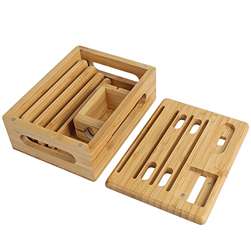 Bamboo Wood Desktop Organizer Charging Docking Station Charger Holder Cradle Charge Stand compatible with iPhone 16 15 14 Pro Max iPad Apple Watch Ulrta 10 9 8 7 6 5 iWatch AirPods Pro 3 4 Smartphone 4 Bamboo Wood Desktop Organizer Charging Docking Station Charger Holder Cradle Charge Stand compatible with iPhone 16 15 14 Pro Max iPad Apple Watch Ulrta 10 9 8 7 6 5 iWatch AirPods Pro 3 4 Smartphone - Image 4