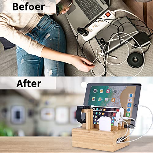Bamboo Wood Desktop Organizer Charging Docking Station Charger Holder Cradle Charge Stand compatible with iPhone 16 15 14 Pro Max iPad Apple Watch Ulrta 10 9 8 7 6 5 iWatch AirPods Pro 3 4 Smartphone 7 Bamboo Wood Desktop Organizer Charging Docking Station Charger Holder Cradle Charge Stand compatible with iPhone 16 15 14 Pro Max iPad Apple Watch Ulrta 10 9 8 7 6 5 iWatch AirPods Pro 3 4 Smartphone - Image 7