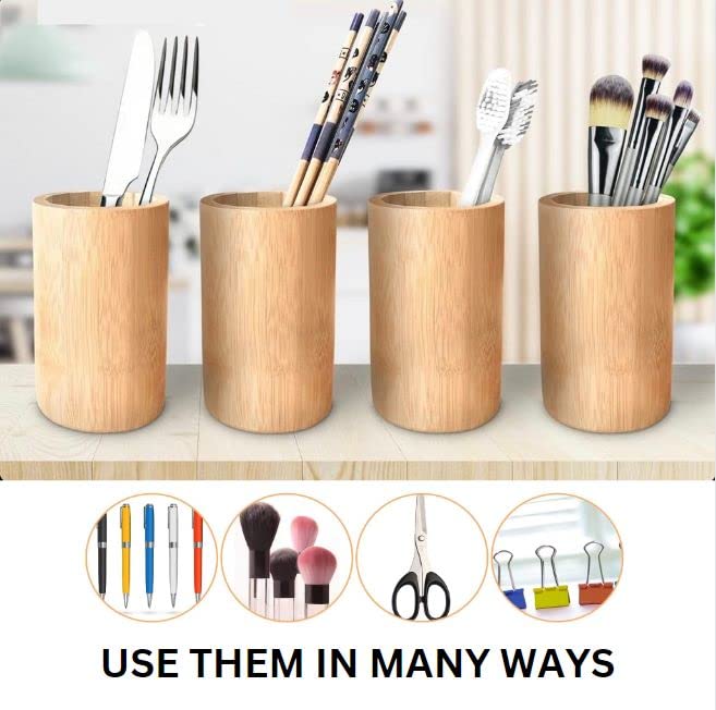 Bamboo Wood Pen Pencil Holder Pot 1 Pc Dekstop Stationery Organiser Caddy Box for Desk Table Toothbrush Single Storage Makeup Brush Storage Office School Supplies 3 Bamboo Wood Pen Pencil Holder Pot 1 Pc Dekstop Stationery Organiser Caddy Box for Desk Table Toothbrush Single Storage Makeup Brush Storage Office School Supplies - Image 3