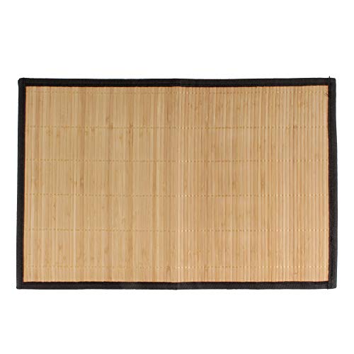 BambooMN Bamboo Slats Placemat with Fabric Border - Solid Colour Print - 17.5" x 12" - Brown with Black Border, 4 pcs 2 BambooMN Bamboo Slats Placemat with Fabric Border - Solid Colour Print - 17.5" x 12" - Brown with Black Border, 4 pcs - Image 2