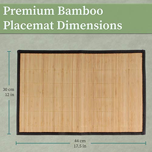 BambooMN Bamboo Slats Placemat with Fabric Border - Solid Colour Print - 17.5" x 12" - Brown with Black Border, 4 pcs 4 BambooMN Bamboo Slats Placemat with Fabric Border - Solid Colour Print - 17.5" x 12" - Brown with Black Border, 4 pcs - Image 4