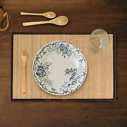 BambooMN Bamboo Slats Placemat with Fabric Border - Solid Colour Print - 17.5" x 12" - Brown with Black Border, 4 pcs 5 BambooMN Bamboo Slats Placemat with Fabric Border - Solid Colour Print - 17.5" x 12" - Brown with Black Border, 4 pcs - Image 5