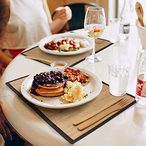 BambooMN Bamboo Slats Placemat with Fabric Border - Solid Colour Print - 17.5" x 12" - Brown with Black Border, 4 pcs 6 BambooMN Bamboo Slats Placemat with Fabric Border - Solid Colour Print - 17.5" x 12" - Brown with Black Border, 4 pcs - Image 6