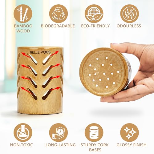 Belle Vous 2 Pack of Bamboo Toothbrush Holders with Drainage - Eco-Friendly Toothbrush Caddy with Cork Base - Travel-Size Cups for Bathroom Countertop/Vanity - Holds Toothbrush, Toothpaste & Razors 3 Belle Vous 2 Pack of Bamboo Toothbrush Holders with Drainage - Eco-Friendly Toothbrush Caddy with Cork Base - Travel-Size Cups for Bathroom Countertop/Vanity - Holds Toothbrush, Toothpaste & Razors - Image 3