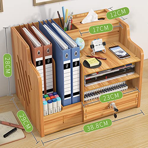 Catekro Desk Organiser Wood, Stationary Organiser with Drawer, Large Capacity Desk Tidy Storage Holder for A4 Papers, Books, Document and Notebook (230-brown) 5 Catekro Desk Organiser Wood, Stationary Organiser with Drawer, Large Capacity Desk Tidy Storage Holder for A4 Papers, Books, Document and Notebook (230-brown) - Image 5