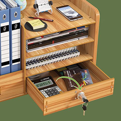 Catekro Desk Organiser Wood, Stationary Organiser with Drawer, Large Capacity Desk Tidy Storage Holder for A4 Papers, Books, Document and Notebook (230-brown) 6 Catekro Desk Organiser Wood, Stationary Organiser with Drawer, Large Capacity Desk Tidy Storage Holder for A4 Papers, Books, Document and Notebook (230-brown) - Image 6