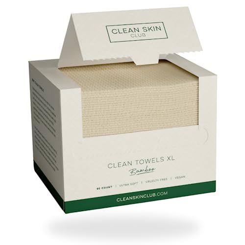 Clean Skin Club Bamboo Viscose Clean Towels XL™, 100% USDA Biobased Face Towel, Disposable Face Towelette, Makeup Remover Dry Wipes, Ultra Soft, 50 Ct, 1 Pack 1 Clean Skin Club Bamboo Viscose Clean Towels XL™, 100% USDA Biobased Face Towel, Disposable Face Towelette, Makeup Remover Dry Wipes, Ultra Soft, 50 Ct, 1 Pack