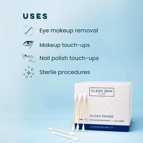 Clean Skin Club Clean Swabs | 500CT | One Pointed Tip | Biodegradable + Organic Cotton & Bamboo | Makeup & Nail Polish Touch-ups | Chlorine-Free & Hypoallergenic (500 Count) 3 Clean Skin Club Clean Swabs | 500CT | One Pointed Tip | Biodegradable + Organic Cotton & Bamboo | Makeup & Nail Polish Touch-ups | Chlorine-Free & Hypoallergenic (500 Count) - Image 3