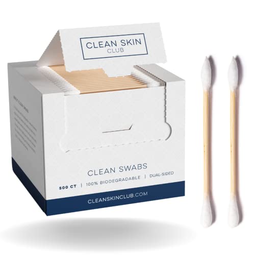 Clean Skin Club Clean Swabs | 500CT | One Pointed Tip | Biodegradable + Organic Cotton & Bamboo | Makeup & Nail Polish Touch-ups | Chlorine-Free & Hypoallergenic (500 Count) 1 Clean Skin Club Clean Swabs | 500CT | One Pointed Tip | Biodegradable + Organic Cotton & Bamboo | Makeup & Nail Polish Touch-ups | Chlorine-Free & Hypoallergenic (500 Count)