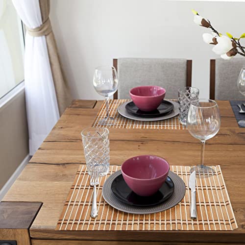 Coloch 8 Pack Natural Bamboo Placemats, Rustic Anti-Slip and Heat-Resistant Table Mat for Kitchen, Dinning Room, Table Protection 6 Coloch 8 Pack Natural Bamboo Placemats, Rustic Anti-Slip and Heat-Resistant Table Mat for Kitchen, Dinning Room, Table Protection - Image 6