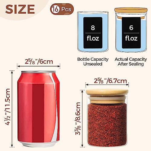 ComSaf 16Pcs Glass Spice Jars with Bamboo Lid, 6oz Airtight Round Spice Containers with 275 Black Lables, Empty Seasoning Jars for Spice Salt Sugar 3 ComSaf 16Pcs Glass Spice Jars with Bamboo Lid, 6oz Airtight Round Spice Containers with 275 Black Lables, Empty Seasoning Jars for Spice Salt Sugar - Image 3
