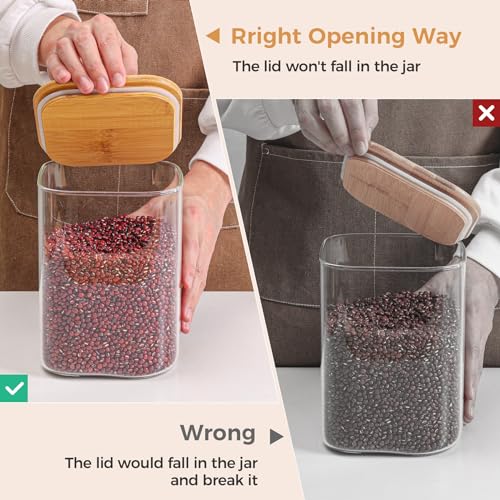 ComSaf 3.4L Square Glass Jars with Bamboo Lids, Large Glass Storage Jars, Wide Mouth Food Storage Container with Airtight Lids for Flour, Sugar, Rice, Pasta, Oats, Grains, Cookies, Snacks, Candy… 4 ComSaf 3.4L Square Glass Jars with Bamboo Lids, Large Glass Storage Jars, Wide Mouth Food Storage Container with Airtight Lids for Flour, Sugar, Rice, Pasta, Oats, Grains, Cookies, Snacks, Candy… - Image 4