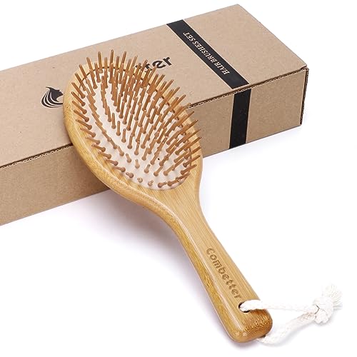 Combetter Bamboo Hair Brush, Natural Paddle Brush to Soften and Improves Hair Texture - Soothing Massage to improve Dandruff Eco-Friendly Wooden Comb for All Hair Types 1 Combetter Bamboo Hair Brush, Natural Paddle Brush to Soften and Improves Hair Texture - Soothing Massage to improve Dandruff Eco-Friendly Wooden Comb for All Hair Types
