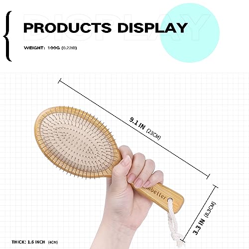 Combetter Bamboo Hair Brush, Smoothing Hair and Massaging Scalp, Detangling Anti-Static Hairbrush, Eco-Friendly Natural Wooden comb with Metal Bristles for Women, Men & Children 5 Combetter Bamboo Hair Brush, Smoothing Hair and Massaging Scalp, Detangling Anti-Static Hairbrush, Eco-Friendly Natural Wooden comb with Metal Bristles for Women, Men & Children - Image 5
