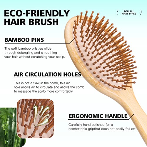 Combetter Bamboo Hairbrush and Comb Set - Natural Eco-Friendly Paddle Detangler with Scalp Massage for Women, Men, and Kids - Reduces Frizz and Promotes Healthy Hair Growth(4PCS) 2 Combetter Bamboo Hairbrush and Comb Set - Natural Eco-Friendly Paddle Detangler with Scalp Massage for Women, Men, and Kids - Reduces Frizz and Promotes Healthy Hair Growth(4PCS) - Image 2
