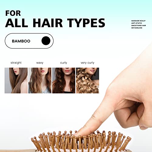 Combetter Bamboo Hairbrush and Comb Set - Natural Eco-Friendly Paddle Detangler with Scalp Massage for Women, Men, and Kids - Reduces Frizz and Promotes Healthy Hair Growth(4PCS) 3 Combetter Bamboo Hairbrush and Comb Set - Natural Eco-Friendly Paddle Detangler with Scalp Massage for Women, Men, and Kids - Reduces Frizz and Promotes Healthy Hair Growth(4PCS) - Image 3